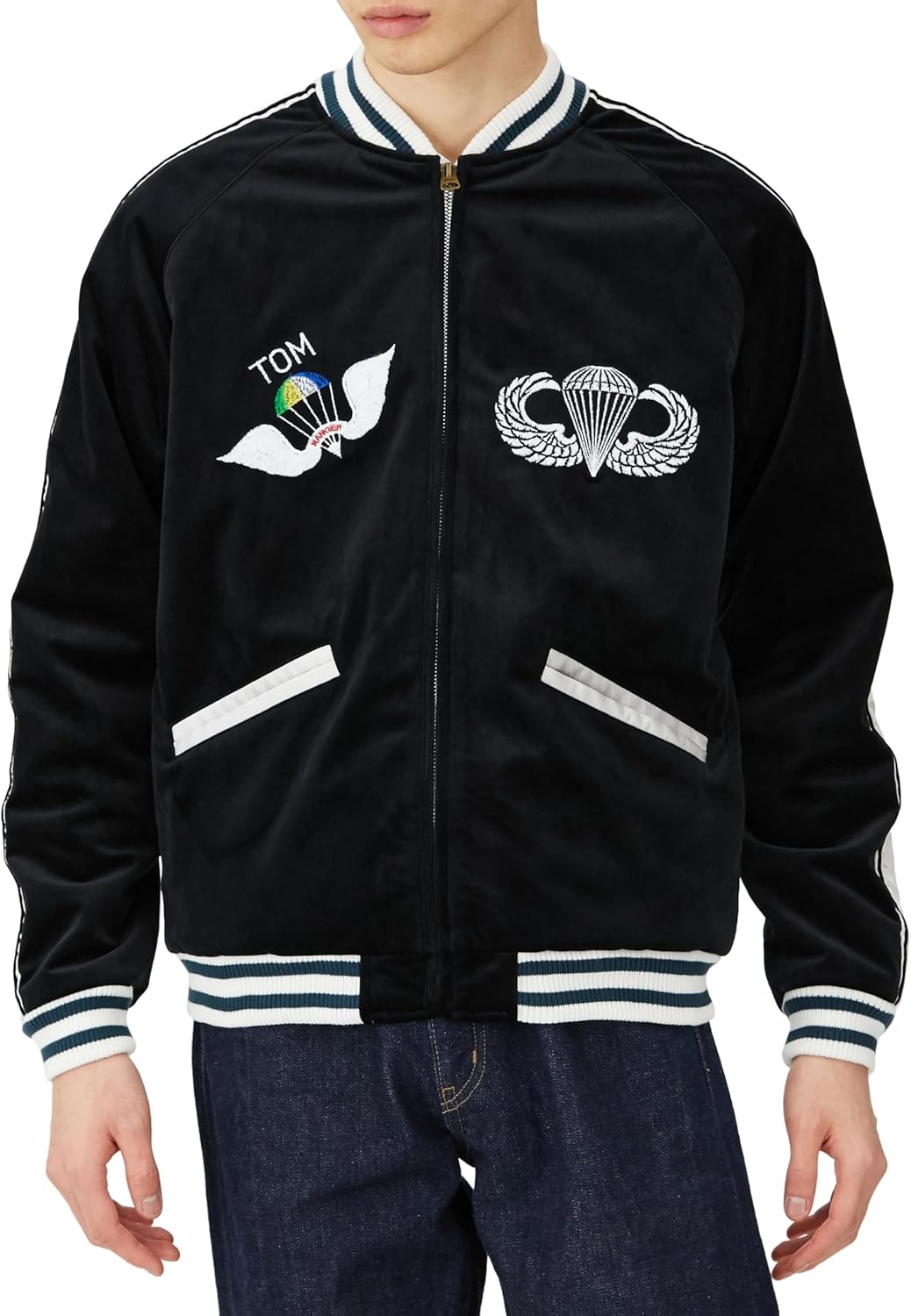 別珍】スカジャン ベロア ジャケット 袖刺繍 日本地図 富士山 鷹 龍 L 別珍】スカジャン ベロア ジャケット 袖刺繍 日本地図 富士山 鷹 龍 L